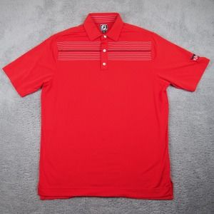 Foot Joy Polo Shirt Golf Shirt Men's Sz XL - Red,‎ Embroidery, Striped EUC Nice!